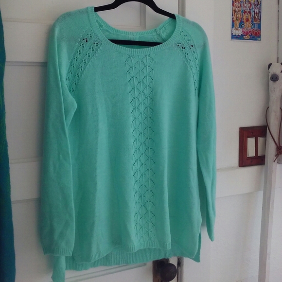 Button on Back Mint Sweater - Picture 3 of 4